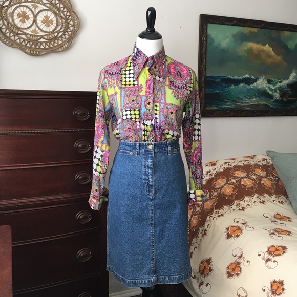 90s Y2K Jones New York Blue Denim Skirt Size 10 Waist 31 inches - Picture 8 of 9